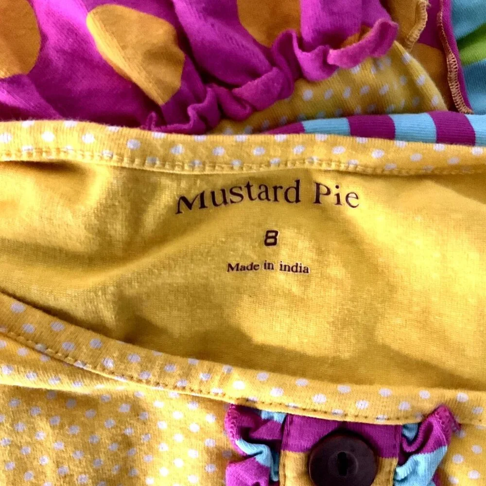 Mustard Pie Dress Girls 8 Lace Ruffle Sleeveless Tiered Button Country Twirl‎